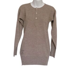 Vintage Rare Morley Theta Pure Wool Henley Long Sleeve Tee Sweater